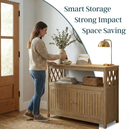 Eucalyptus Outdoor Sideboard Weather Resistant Finish Buffet Cabinet