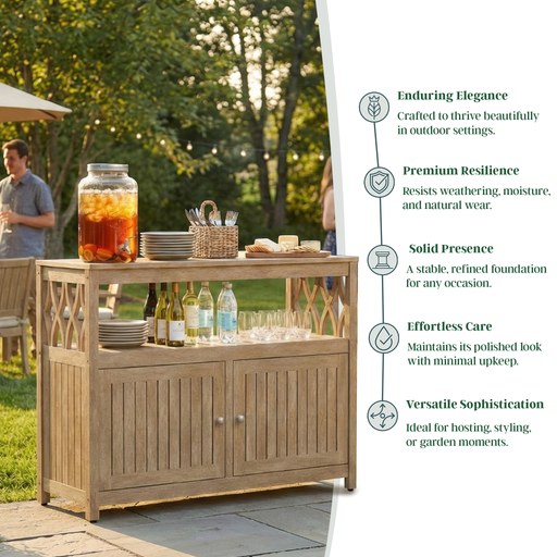 Eucalyptus Outdoor Sideboard Weather Resistant Finish Buffet Cabinet
