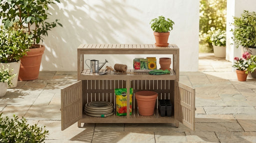 Eucalyptus Outdoor Sideboard Weather Resistant Finish Buffet Cabinet