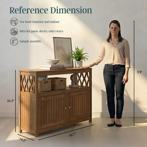 Eucalyptus Outdoor Sideboard Weather Resistant Finish Buffet Cabinet