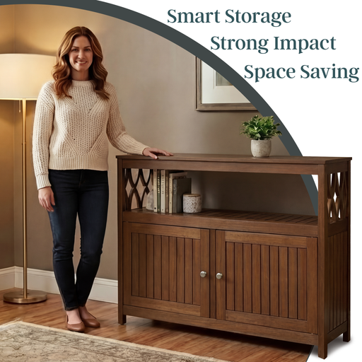 Eucalyptus Outdoor Sideboard Weather Resistant Finish Buffet Cabinet