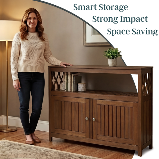 Eucalyptus Outdoor Sideboard Weather Resistant Finish Buffet Cabinet