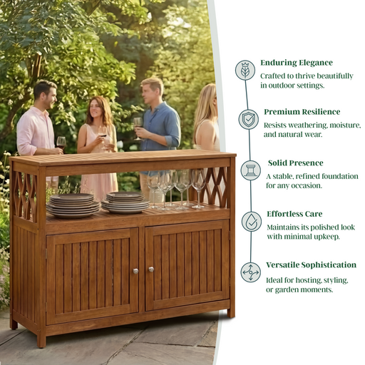 Eucalyptus Outdoor Sideboard Weather Resistant Finish Buffet Cabinet