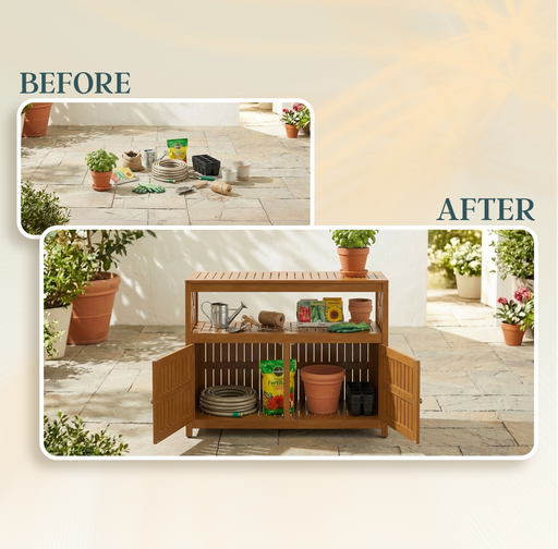 Eucalyptus Outdoor Sideboard Weather Resistant Finish Buffet Cabinet