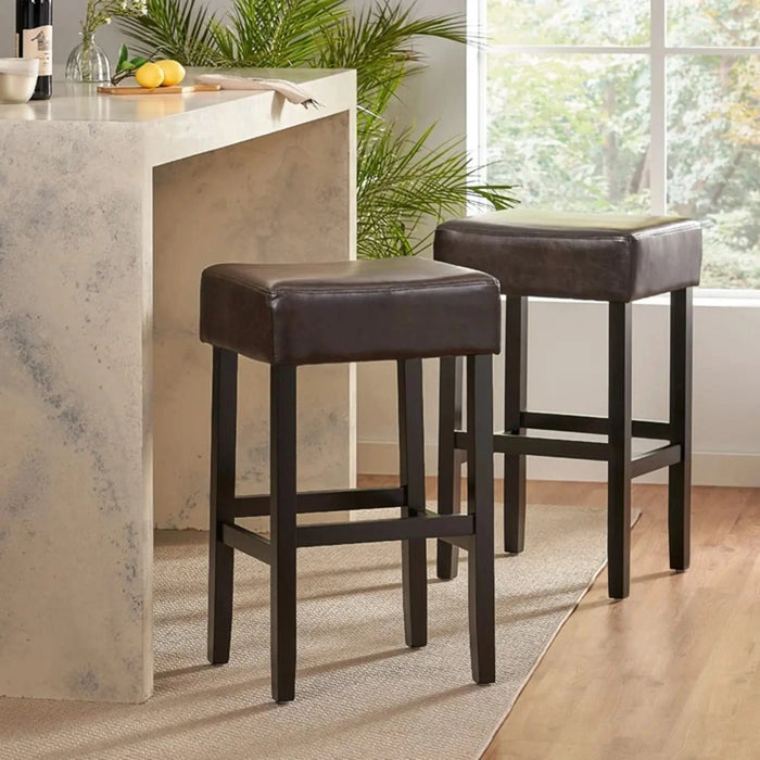 [OLD SKU: 74504.00] Set of 2, 30' Backless Faux Leather Counter Height Barstool Default -DTYStore