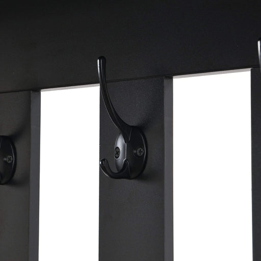 ON-TREND Contemporary 39.3''Wx70.8''H Hall Tree Storage with Cushioned Storage Bench, Multifunctional Hallway Shoe Cabinet with Pegboard, Modern Coat Rack with 4 Hooks for Entryway, Mudroom, Black Default -DTYStore