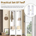 ON-TREND Elegant Free Standing Hall Tree Set of 2, Multifunctional 3-IN-1 Entryway Coat Rack with Black Retro Handles, Seating Bench with Storage Drawers for Hallway, Living Room, White, 31.4'W*70.8'H Default -DTYStore