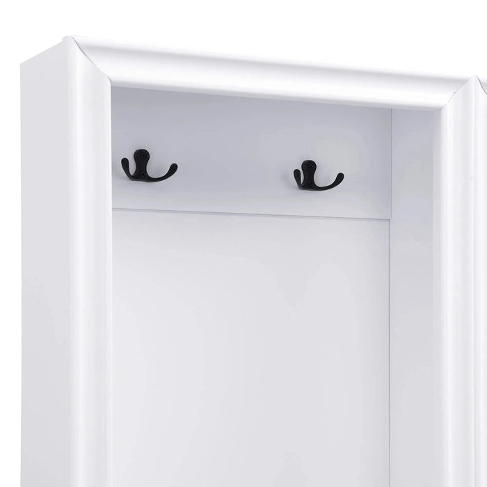 ON-TREND Elegant Free Standing Hall Tree Set of 2, Multifunctional 3-IN-1 Entryway Coat Rack with Black Retro Handles, Seating Bench with Storage Drawers for Hallway, Living Room, White, 31.4'W*70.8'H Default -DTYStore