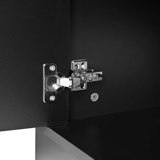 ON-TREND Elegant Hall Tree with Sliding Doors, Versatile Coat Rack with 6 Silvery Hooks & Handles, Mudroom Bench Cabinet with Shoe Storage & 44.4'W Cushion for Hallway, Living Room, Black, 47.2*78.7 Default -DTYStore