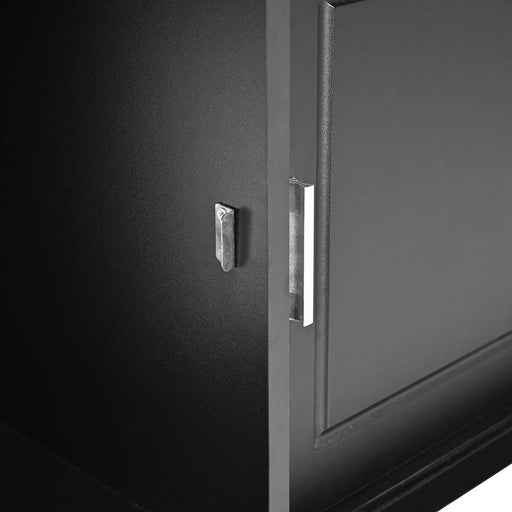 ON-TREND Elegant Hall Tree with Sliding Doors, Versatile Coat Rack with 6 Silvery Hooks & Handles, Mudroom Bench Cabinet with Shoe Storage & 44.4'W Cushion for Hallway, Living Room, Black, 47.2*78.7 Default -DTYStore