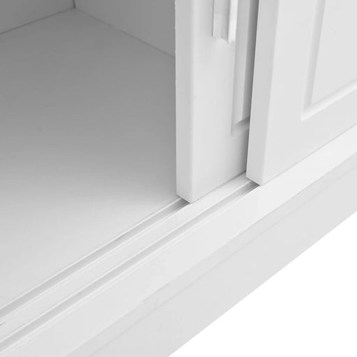 ON-TREND Elegant Hall Tree with Sliding Doors, Versatile Coat Rack with 6 Silvery Hooks & Handles, Mudroom Bench Cabinet with Shoe Storage & 44.4'W Cushion for Hallway, Living Room, White, 47.2*78.7 Default -DTYStore