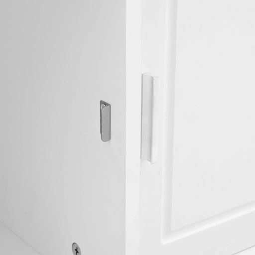 ON-TREND Elegant Hall Tree with Sliding Doors, Versatile Coat Rack with 6 Silvery Hooks & Handles, Mudroom Bench Cabinet with Shoe Storage & 44.4'W Cushion for Hallway, Living Room, White, 47.2*78.7 Default -DTYStore