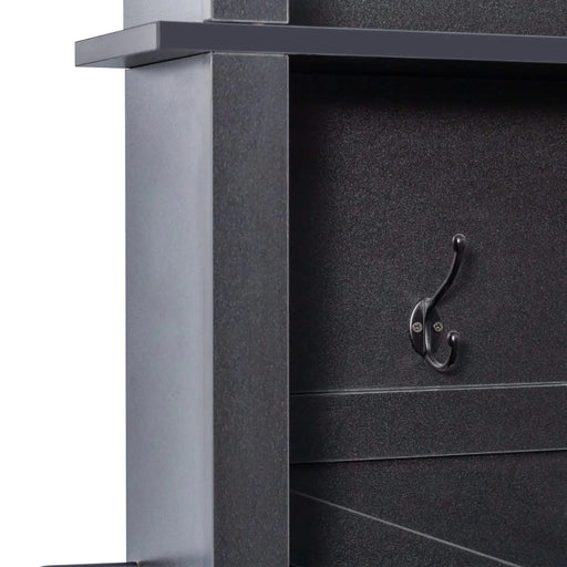 ON-TREND Farmhouse 4-in-1 Hall Tree with 6 Hooks, Practical Walnut Entryway Bench with Adjustable Shelves, Wooden Style Rustic Shoe Organizer with 16 Open Compartments for Mudroom, Living Room, Black Default -DTYStore