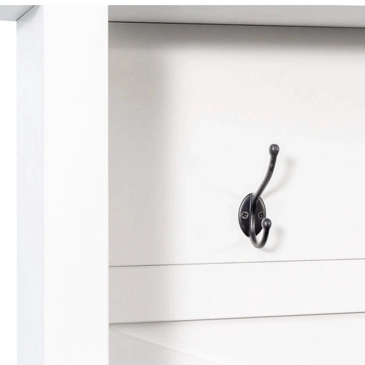 ON-TREND Farmhouse 4-in-1 Hall Tree with 6 Hooks, Practical Walnut Entryway Bench with Adjustable Shelves, Wooden Style Rustic Shoe Organizer with 16 Open Compartments for Mudroom, Living Room, White Default -DTYStore