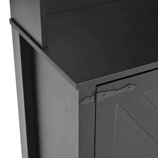 ON-TREND Farmhouse 4-in-1 Hall Tree with Barn Doors, Movable Bench with 7 Hanging Hooks and Shoe Storage Cabinet, 76.9'H Entryway Coat Rack with 6 Brake Wheels for Hallway, Living Room, Black Default -DTYStore