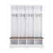 ON-TREND Farmhouse 59'W Wide Hall Tree with 8 Hooks, Practical Entryway Bench with Open Compartments, 76.7'H Modern 3-in-1 Wooden Style Coat and Shoe Rack for Mudroom, Living Room, White Default -DTYStore