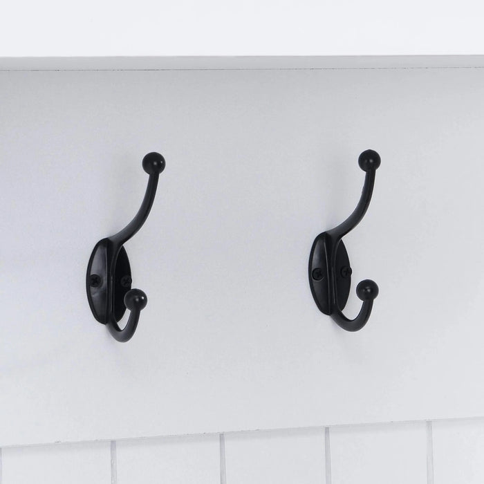 ON-TREND Farmhouse 59'W Wide Hall Tree with 8 Hooks, Practical Entryway Bench with Open Compartments, 76.7'H Modern 3-in-1 Wooden Style Coat and Shoe Rack for Mudroom, Living Room, White Default -DTYStore