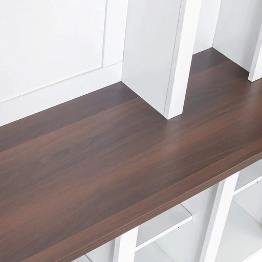 ON-TREND Farmhouse Wooden Style Hall Tree with 6 Hooks, Practical Walnut Storage Bench with Adjustable Shelves, 4-in-1 Entryway Shoe Cabinet with 13 Cubbies for Mudroom, Living Room, White, 76.7'H Default -DTYStore