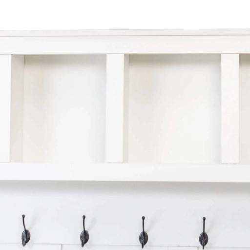 ON-TREND Farmhouse Wooden Style Hall Tree with 6 Hooks, Practical Walnut Storage Bench with Adjustable Shelves, 4-in-1 Entryway Shoe Cabinet with 13 Cubbies for Mudroom, Living Room, White, 76.7'H Default -DTYStore