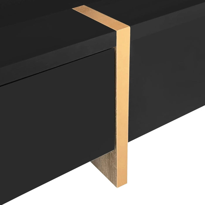 ON-TREND Modern High Gloss Coffee Table with 4 Drawers, Multi-Storage Square Cocktail Tea Table with Wood Grain Legs, Center Table for Living Room, 31.5''x31.5'', Black Default -DTYStore