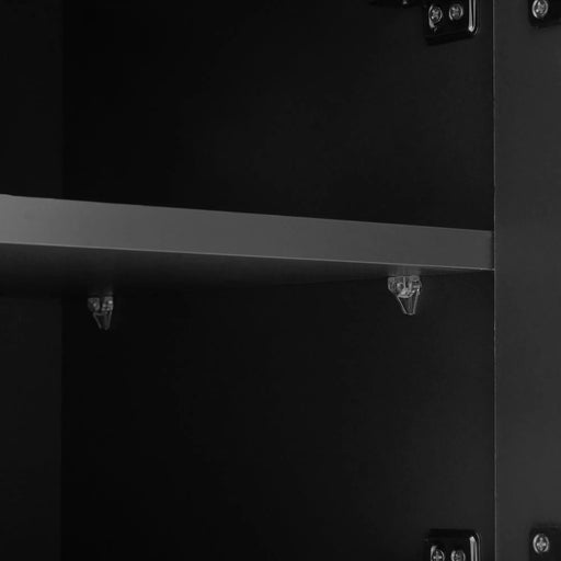 ON-TREND Modern Luxury 4-in-1 Hall Tree with Cushion, Versatile Coat Rack with 8 Gold Hooks and Legs, Entryway Bench with Adjustable Shelves & Fluted Doors for Hallway, Living Room, Black, 23.6'*70.8' Default -DTYStore