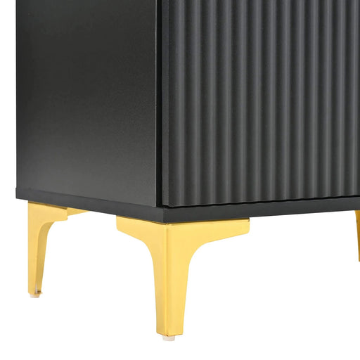 ON-TREND Modern Luxury 4-in-1 Hall Tree with Cushion, Versatile Coat Rack with 8 Gold Hooks and Legs, Entryway Bench with Adjustable Shelves & Fluted Doors for Hallway, Living Room, Black, 23.6'*70.8' Default -DTYStore