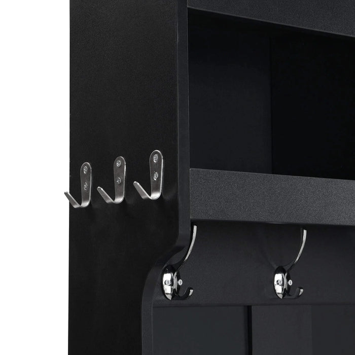 ON-TREND Wide Design Hall Tree with Storage and Bench, 4-IN-1 Multi-functional Entryway Bench with Coat Rack and Shoe Cubbies, Practical Furniture for Hallway, Black(OLD SKU: SD000025AAB) Default -DTYStore