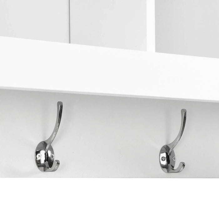 ON-TREND Wide Design Hall Tree with Storage and Bench, 4-IN-1 Multi-functional Entryway Bench with Coat Rack and Shoe Cubbies, Practical Furniture for Hallway, White(OLD SKU: SD000025AAK) Default -DTYStore