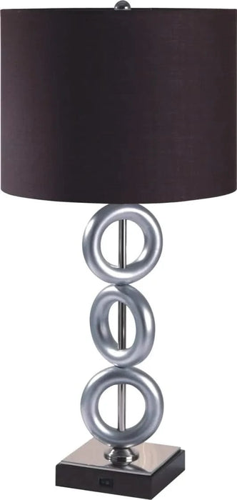 ONE PAIR OF 29'H SILVER 3-RING WITH OUTLET TABLE LAMP (2PC/CTN) Default -DTYStore