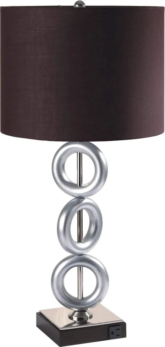 ONE PAIR OF 29'H SILVER 3-RING WITH OUTLET TABLE LAMP (2PC/CTN) Default -DTYStore