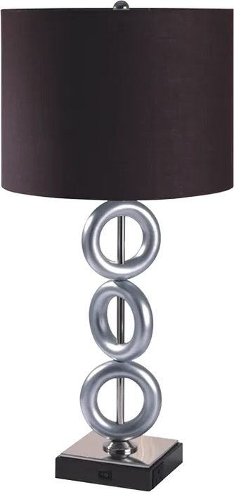 ONE PAIR OF 29'H SILVER 3-RING WITH OUTLET TABLE LAMP (2PC/CTN) Default -DTYStore