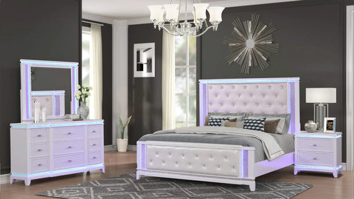 OPIUM King 4 Pc Bedroom set in Milky White Default -DTYStore