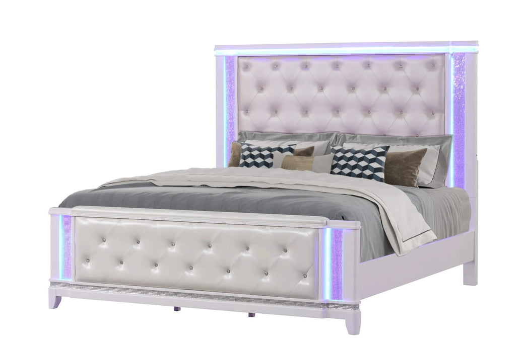 OPIUM King 4 Pc Bedroom set in Milky White Default -DTYStore