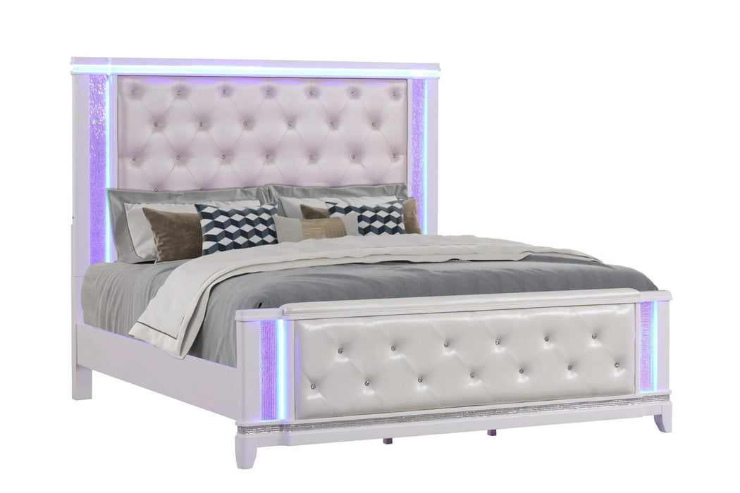 OPIUM King 5 Pc Bedroom set in Milky White Default -DTYStore