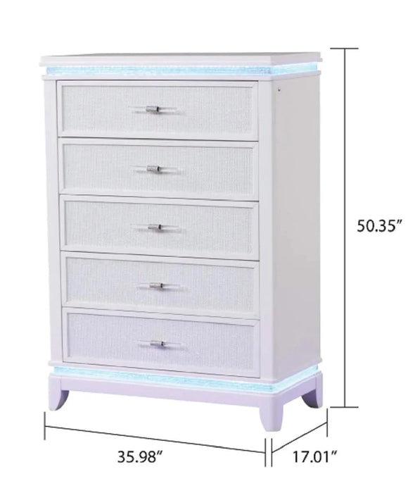 OPIUM King 5 Pc Bedroom set in Milky White Default -DTYStore