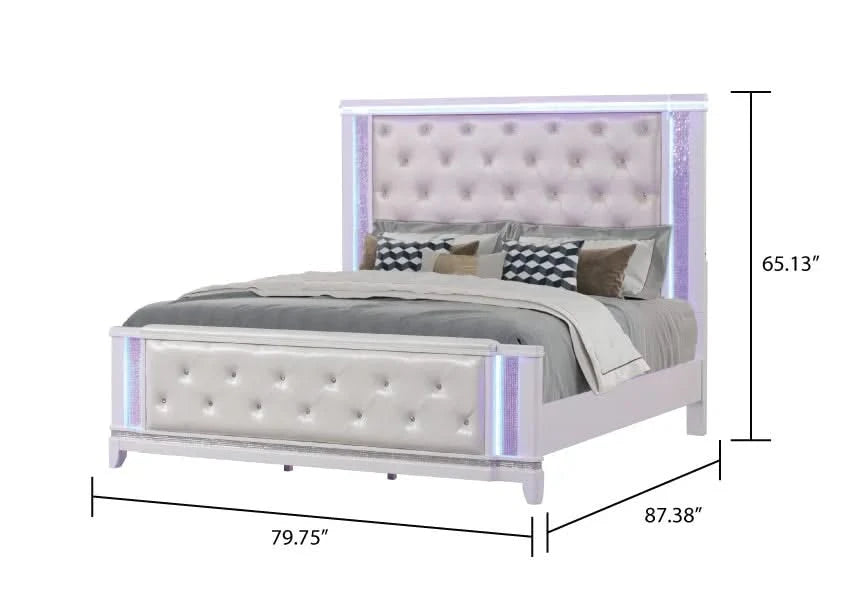 OPIUM King 5 Pc Bedroom set in Milky White Default -DTYStore