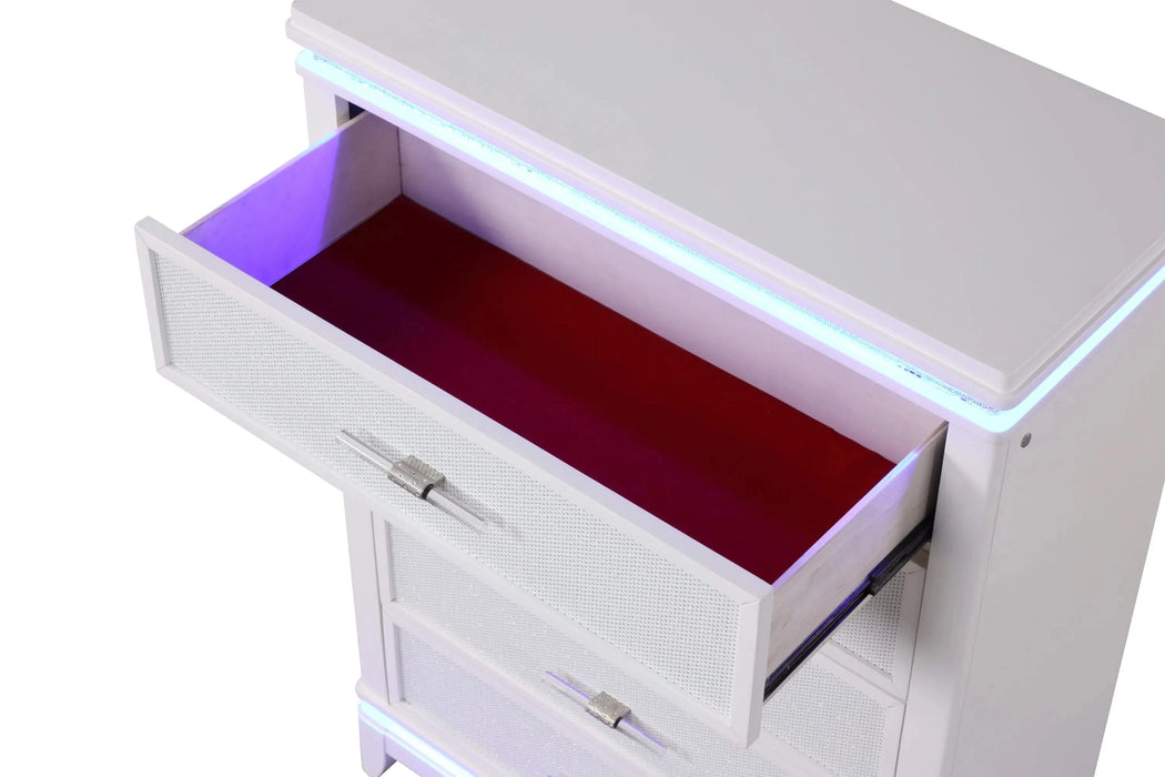 OPIUM King 5 Pc Bedroom set in Milky White Default -DTYStore