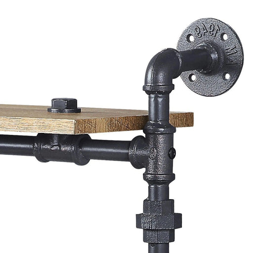 Oak and Sandy Black Rectangle 2-Tier Wall Shelf Default -DTYStore