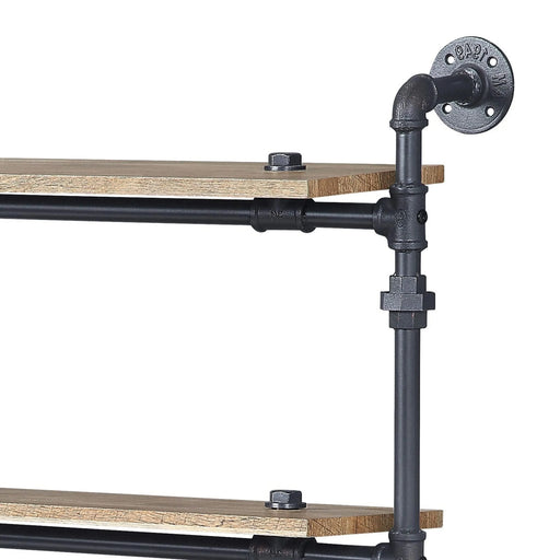 Oak and Sandy Black Rectangle 4-tier Wall Shelf Default -DTYStore