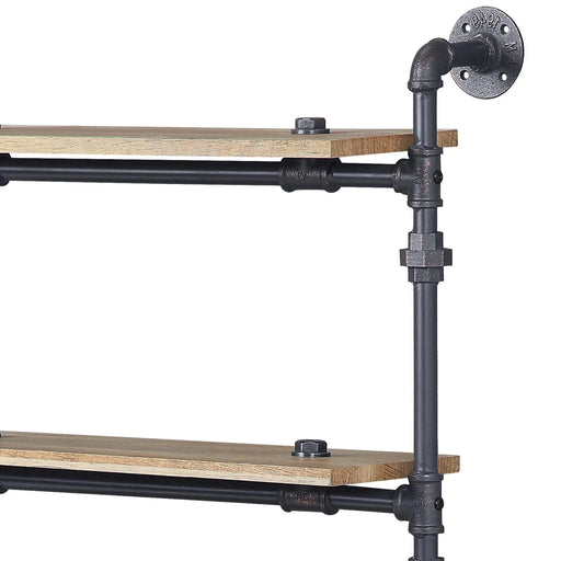 Oak and Sandy Black Rectangle 5-Tier Wall Shelf Default -DTYStore