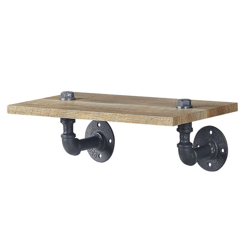 Oak and Sandy Black Rectangle Wall Shelf Default -DTYStore