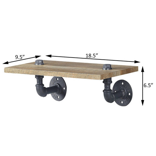 Oak and Sandy Black Rectangle Wall Shelf Default -DTYStore