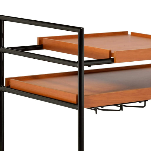 Oaken Honey Oak & Black Finish Serving Cart Default -DTYStore