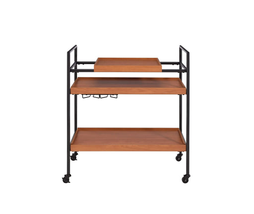 Oaken Honey Oak & Black Finish Serving Cart Default -DTYStore