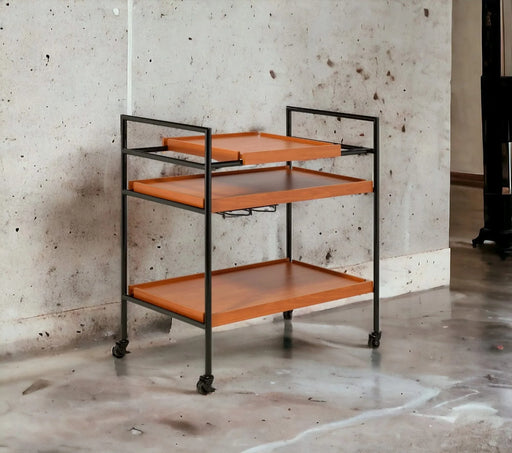 Oaken Honey Oak & Black Finish Serving Cart Default -DTYStore