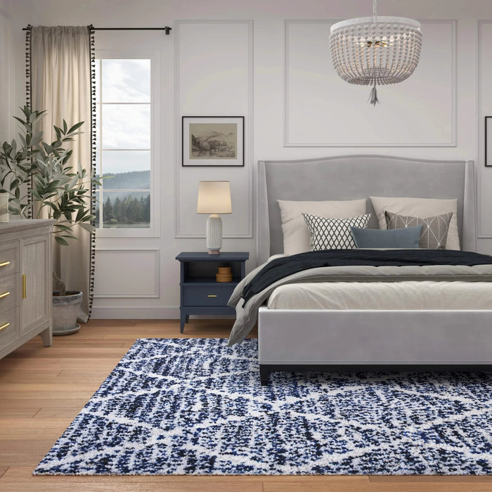 Oasis Delphine Royal Blue and White Polyester Area Rug Default -DTYStore