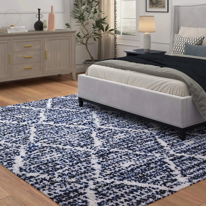 Oasis Delphine Royal Blue and White Polyester Area Rug Default -DTYStore