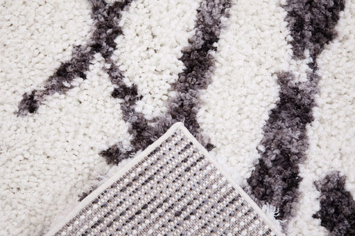 Oasis Juno White and Dark Gray Polyester Area Rug Default -DTYStore