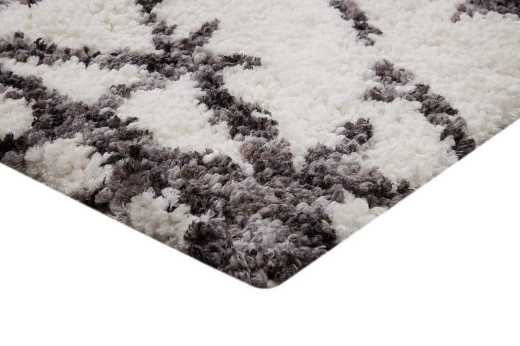 Oasis Juno White and Dark Gray Polyester Area Rug Default -DTYStore
