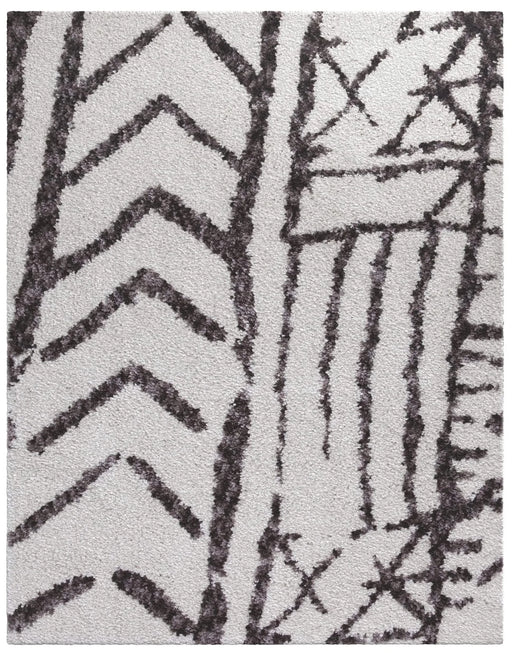 Oasis Juno White and Dark Gray Polyester Area Rug Default -DTYStore